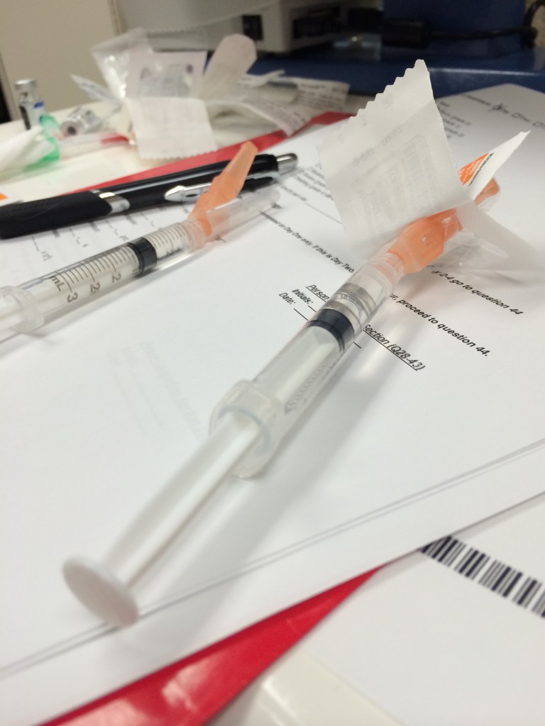 Be kind to the nurses and they will be kind to you. A double shot of my baby's love... if your baby is a middle-aged leukemia patient.