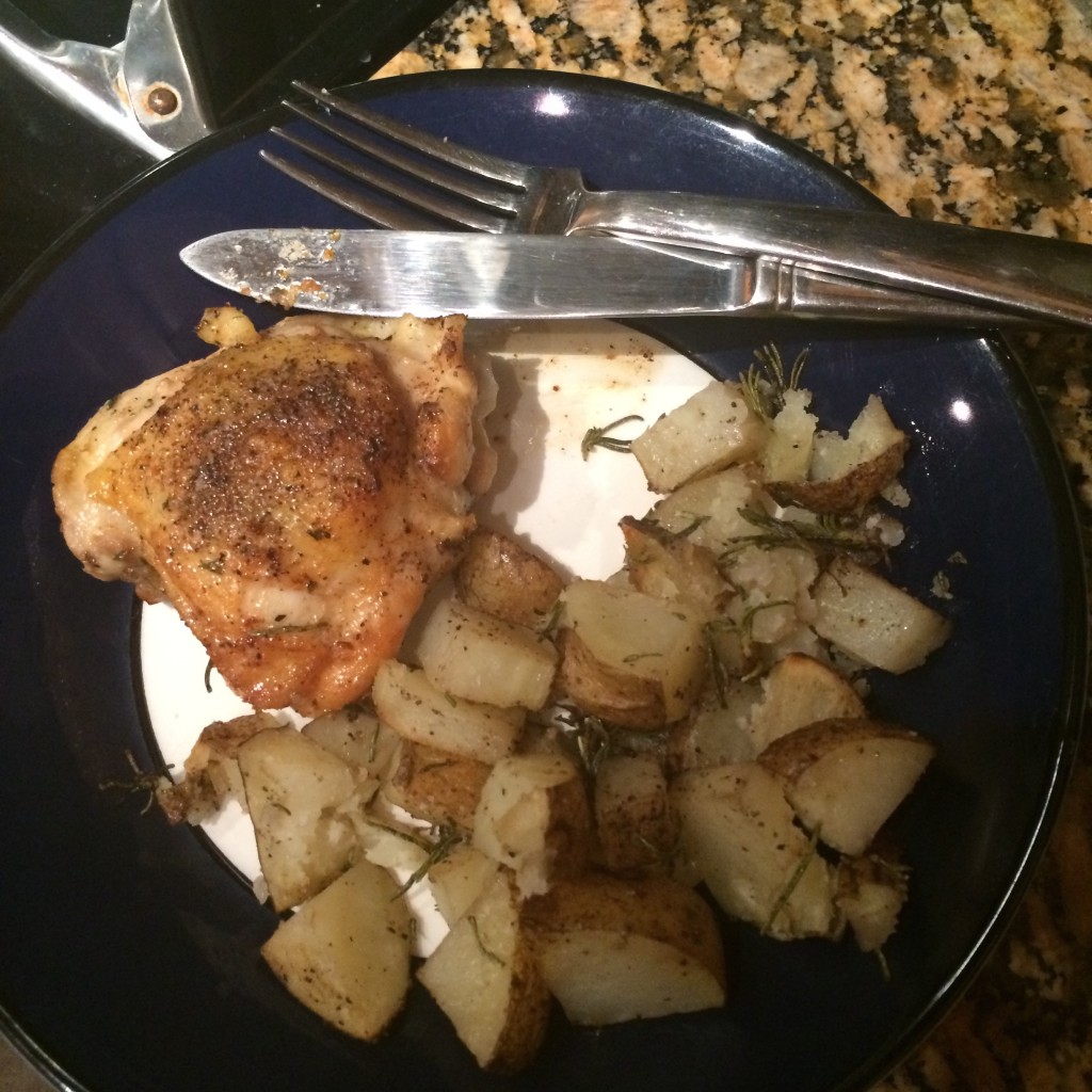 Chicken and potatoes. Brown: It's what's for dinner.